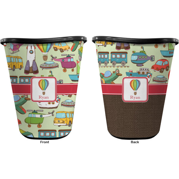 Vintage Transportation Trash Can Black - Front and Back - Apvl