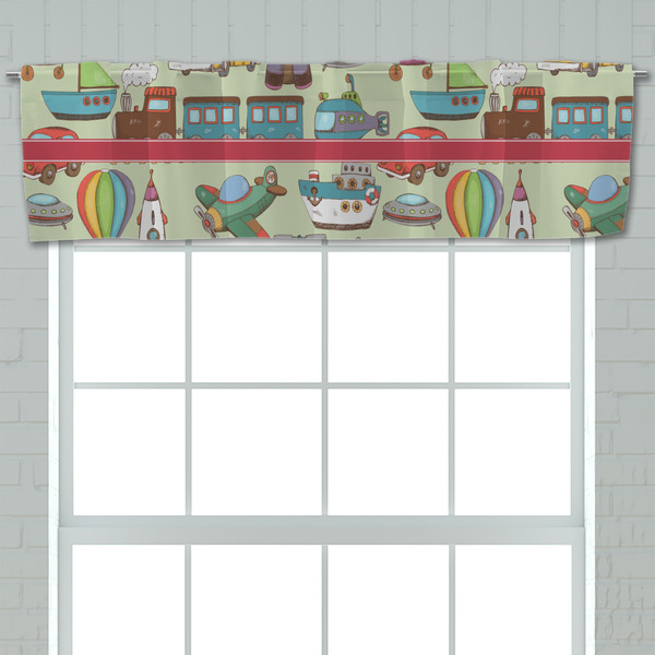 Vintage Transportation Valance - Closeup on window