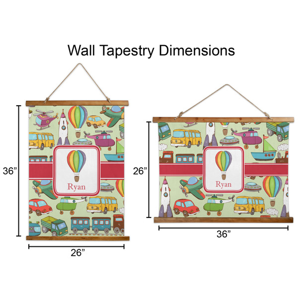 Vintage Transportation Wall Hanging Tapestries - Parent/Sizing