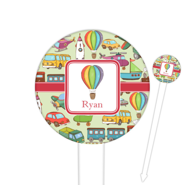 Custom Vintage Transportation Round Plastic Food Picks (Personalized)