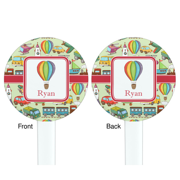 Vintage Transportation White Plastic 7" Stir Stick - Double Sided - Round - Front & Back