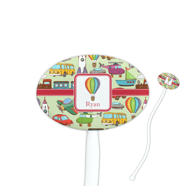 Custom Vintage Transportation Oval Plastic Stir Sticks (Personalized)