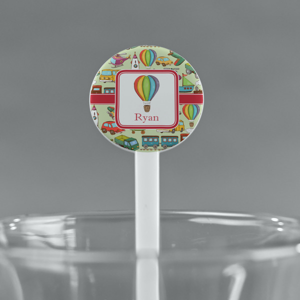 Vintage Transportation White Plastic 7" Stir Stick - Round - Main