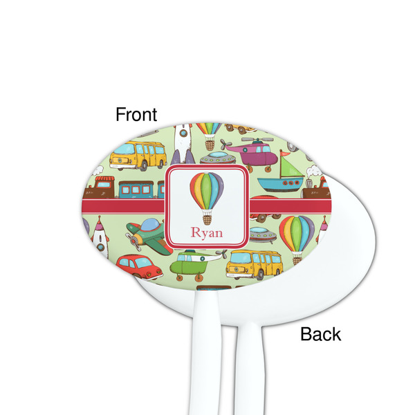 Vintage Transportation White Plastic 7" Stir Stick - Single Sided - Oval - Front & Back