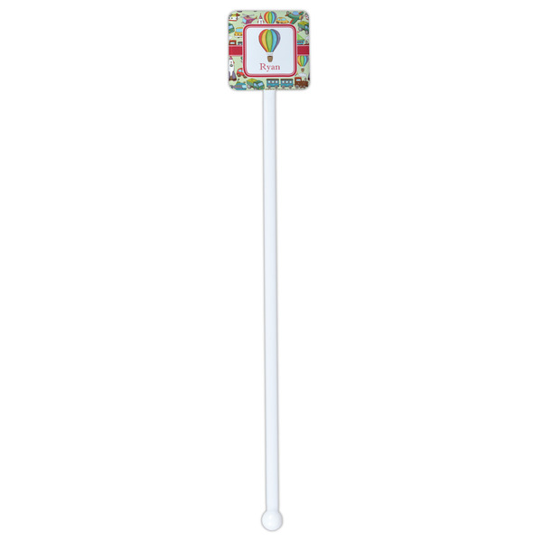 Vintage Transportation White Plastic Stir Stick - Double Sided - Square - Single Stick