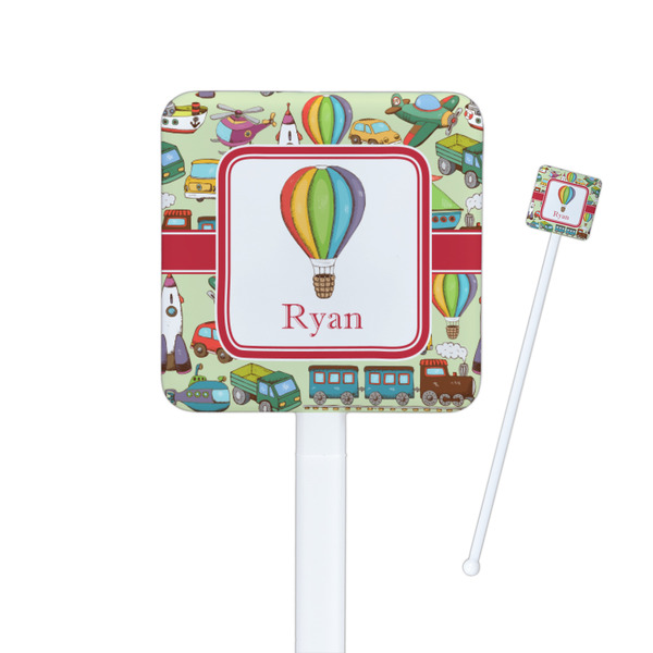 Custom Vintage Transportation Square Plastic Stir Sticks (Personalized)