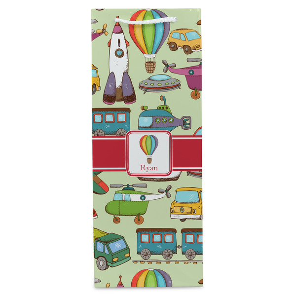 Vintage Transportation Wine Gift Bag - Gloss - Front