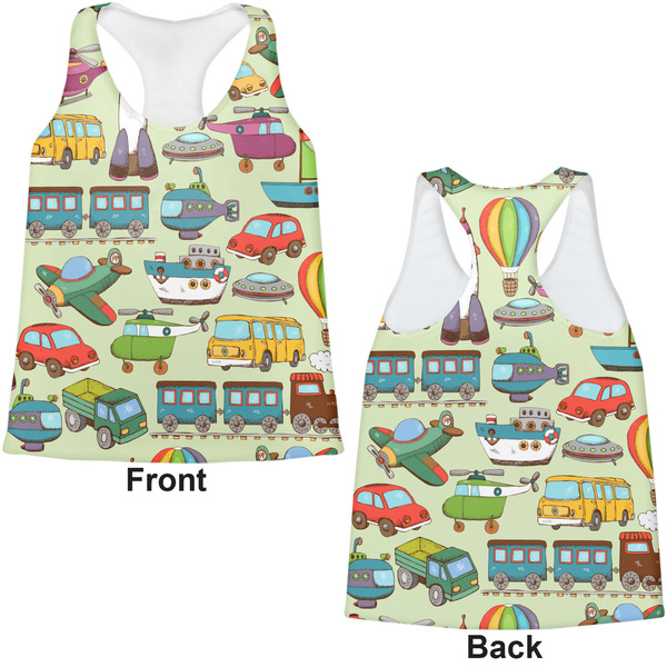 Vintage Transportation Womens Racerback Tank Tops - Medium - Front and Back