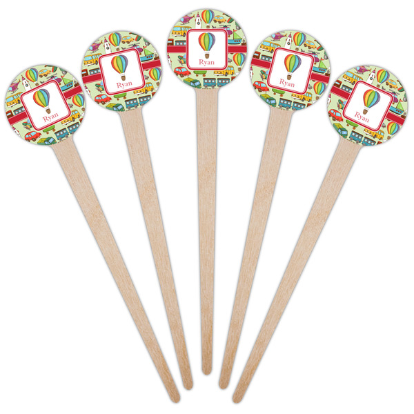 Vintage Transportation Wooden 4" Food Pick - Round - Fan View