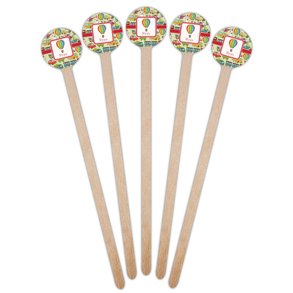 Vintage Transportation Wooden 6" Stir Stick - Round - Fan View