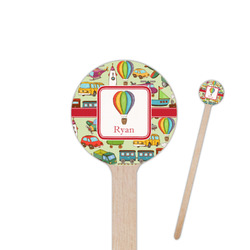 Vintage Transportation 7.5" Round Wooden Stir Sticks - Single Sided (Personalized)
