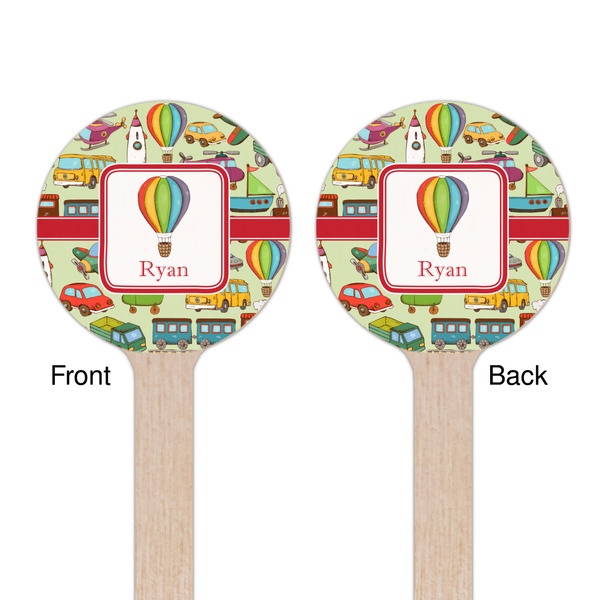 Vintage Transportation Wooden 7.5" Stir Stick - Round - Double Sided - Front & Back