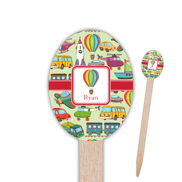 Custom Vintage Transportation Oval Wooden Food Picks (Personalized)
