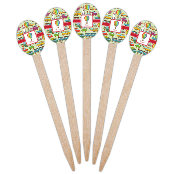 Vintage Transportation Wooden Food Pick - Oval - Fan View