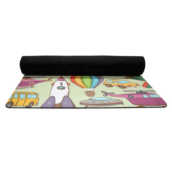 Vintage Transportation Yoga Mat Rolled up Black Rubber Backing
