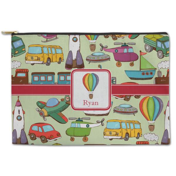Custom Vintage Transportation Zipper Pouch - Large - 12.5"x8.5" (Personalized)