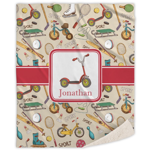 Custom Vintage Sports Sherpa Throw Blanket (Personalized)