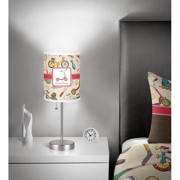 Vintage Sports 7 inch drum lamp shade - in room