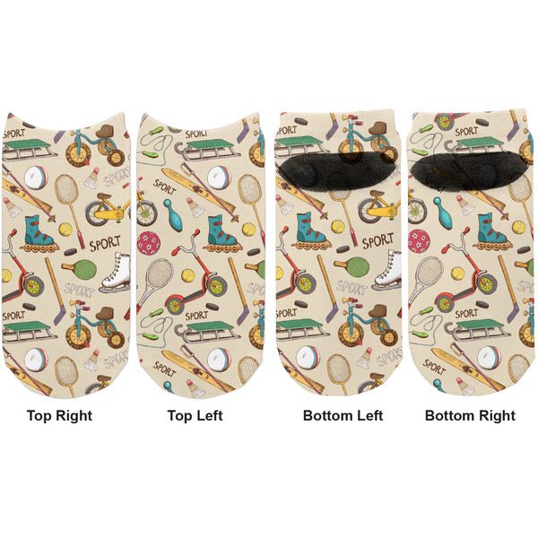 Vintage Sports Adult Ankle Socks - Double Pair - Front and Back - Apvl