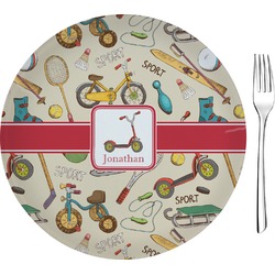 Vintage Sports 8" Glass Appetizer / Dessert Plates - Single or Set (Personalized)