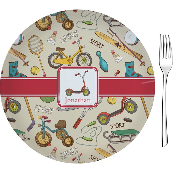 Custom Vintage Sports Glass Appetizer / Dessert Plate 8" (Personalized)