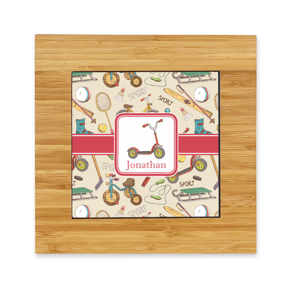 Custom Vintage Sports Bamboo Trivet with Ceramic Tile Insert (Personalized)