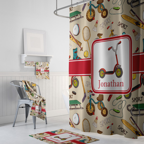 Vintage Sports Bath Towel Sets - 3-piece - In Context