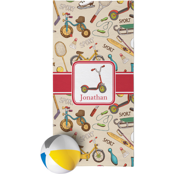 Custom Vintage Sports Beach Towel (Personalized)