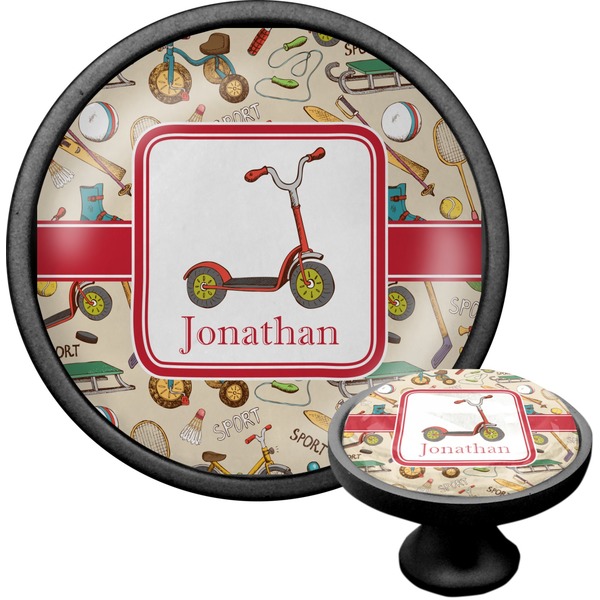 Custom Vintage Sports Cabinet Knob (Black) (Personalized)