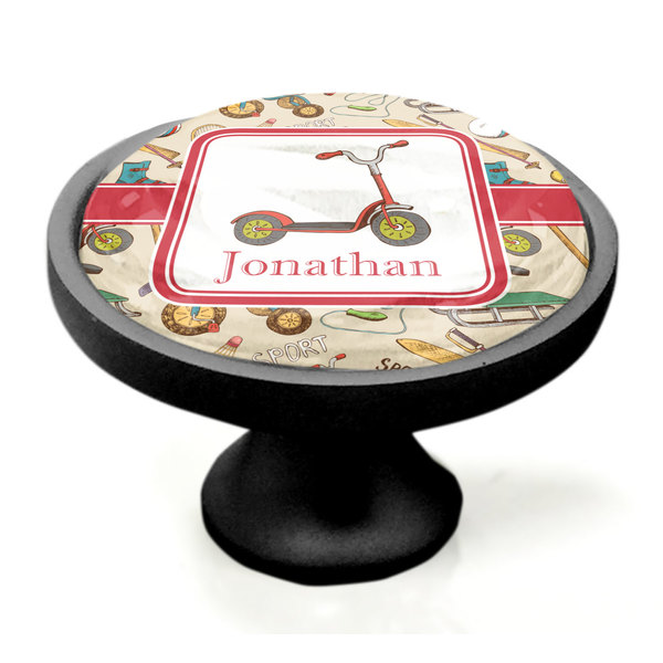 Vintage Sports Black Custom Cabinet Knob (Side)