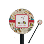 Vintage Sports 5.5" Round Plastic Stir Sticks - Black - Single Sided (Personalized)