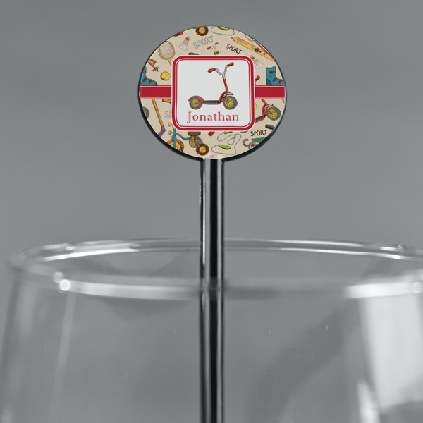 Vintage Sports Black Plastic 5.5" Stir Stick - Round - Main