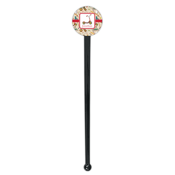 Vintage Sports Black Plastic 7" Stir Stick - Round - Single Stick