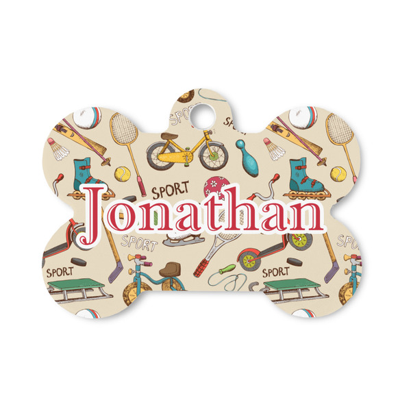 Custom Vintage Sports Bone Shaped Dog ID Tag - Small (Personalized)