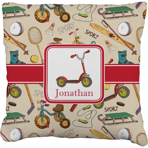 Custom Vintage Sports Faux-Linen Throw Pillow 18" (Personalized)