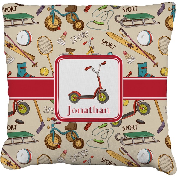 Custom Vintage Sports Faux-Linen Throw Pillow 26" (Personalized)