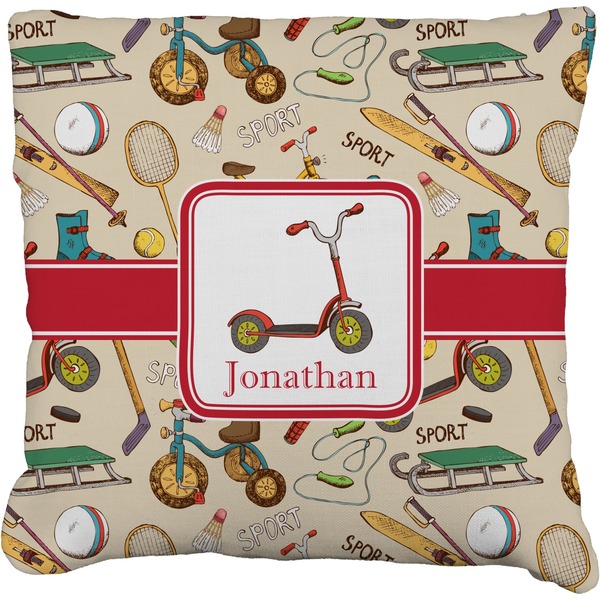 Custom Vintage Sports Faux-Linen Throw Pillow (Personalized)
