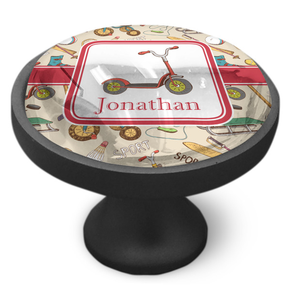 Vintage Sports Cabinet Knob - Black - Side