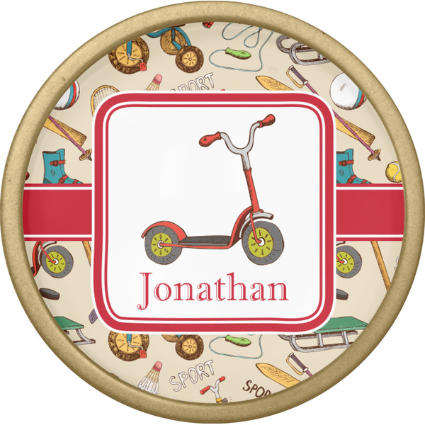 Vintage Sports Cabinet Knob - Gold - Front