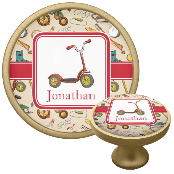 Custom Vintage Sports Cabinet Knob - Gold (Personalized)