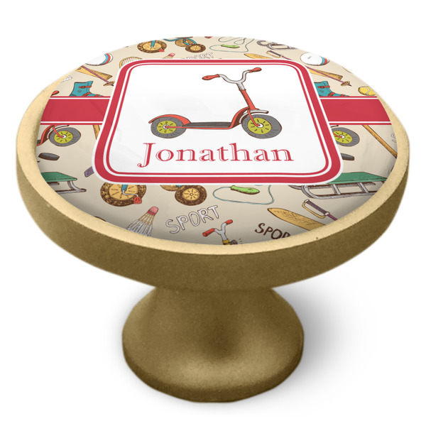 Vintage Sports Cabinet Knob - Gold - Side