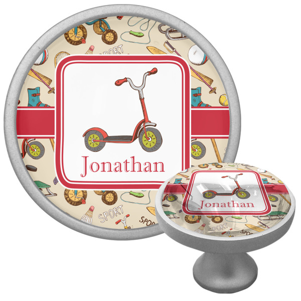 Custom Vintage Sports Cabinet Knob (Silver) (Personalized)