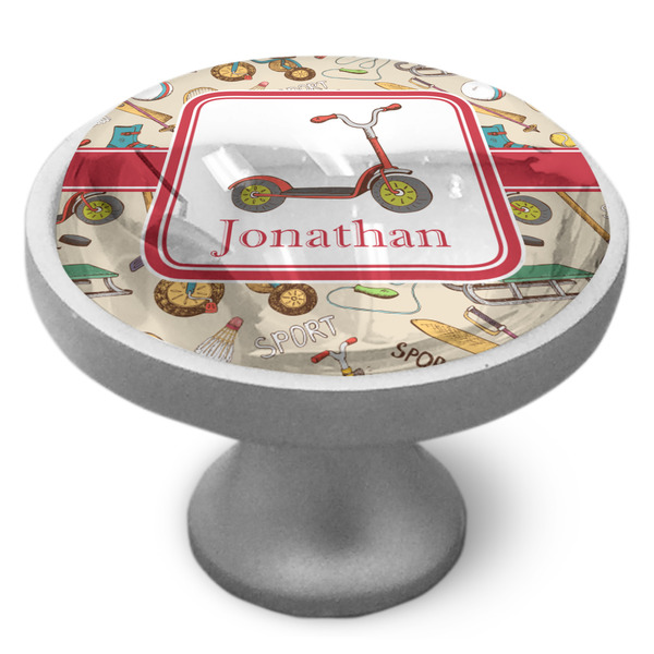 Vintage Sports Cabinet Knob - Nickel - Side