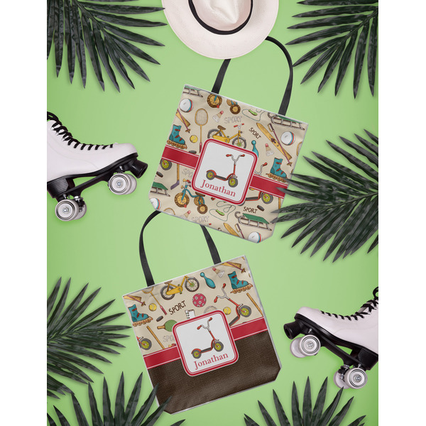 Vintage Sports Canvas Tote Lifestyle Front and Back- 13x13