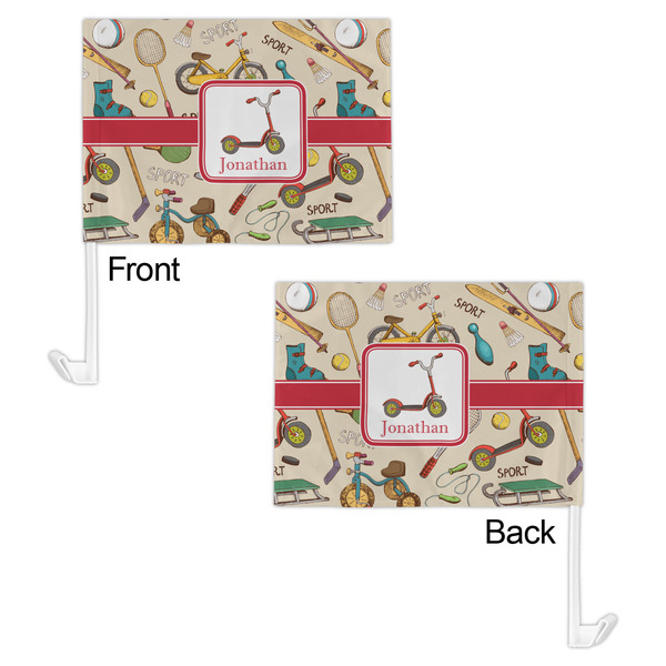 Vintage Sports Car Flag - 11" x 8" - Front & Back View