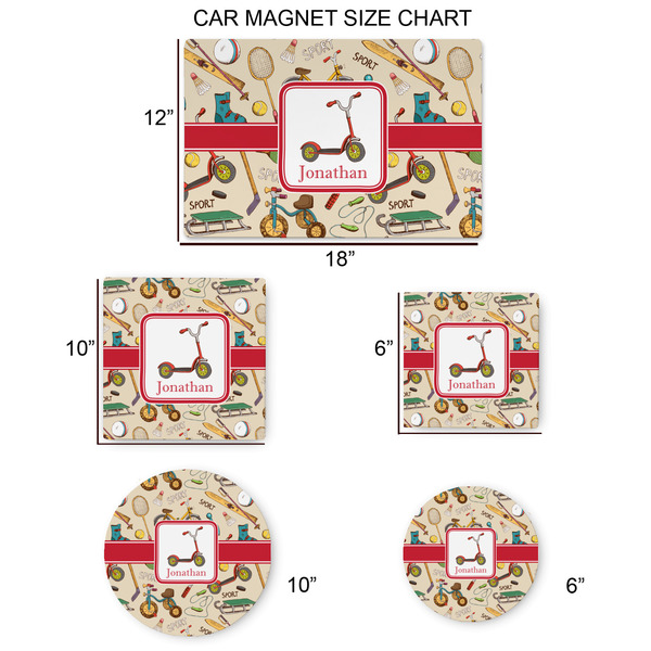 Vintage Sports Car Magnets - SIZE CHART