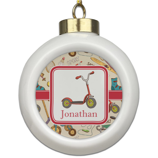 Custom Vintage Sports Ceramic Ball Ornament (Personalized)