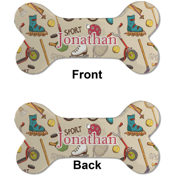 Vintage Sports Ceramic Flat Ornament - Bone Front & Back (APPROVAL)