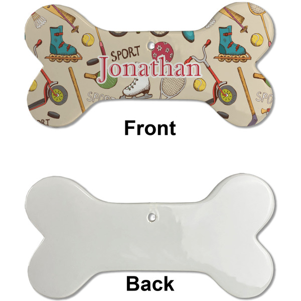 Vintage Sports Ceramic Flat Ornament - Bone Front & Back Single Print (APPROVAL)