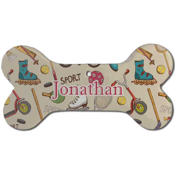 Vintage Sports Ceramic Flat Ornament - Bone Front